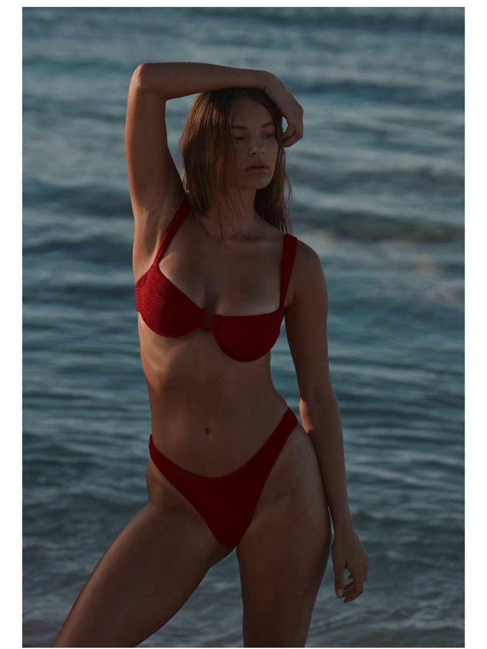 Monday Swimwear Milos Thong Cherry Crinkle Size Medium